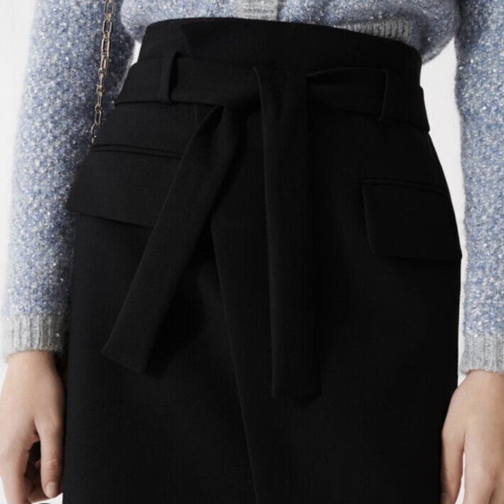 Maje Black Skirt with Tie-Waist